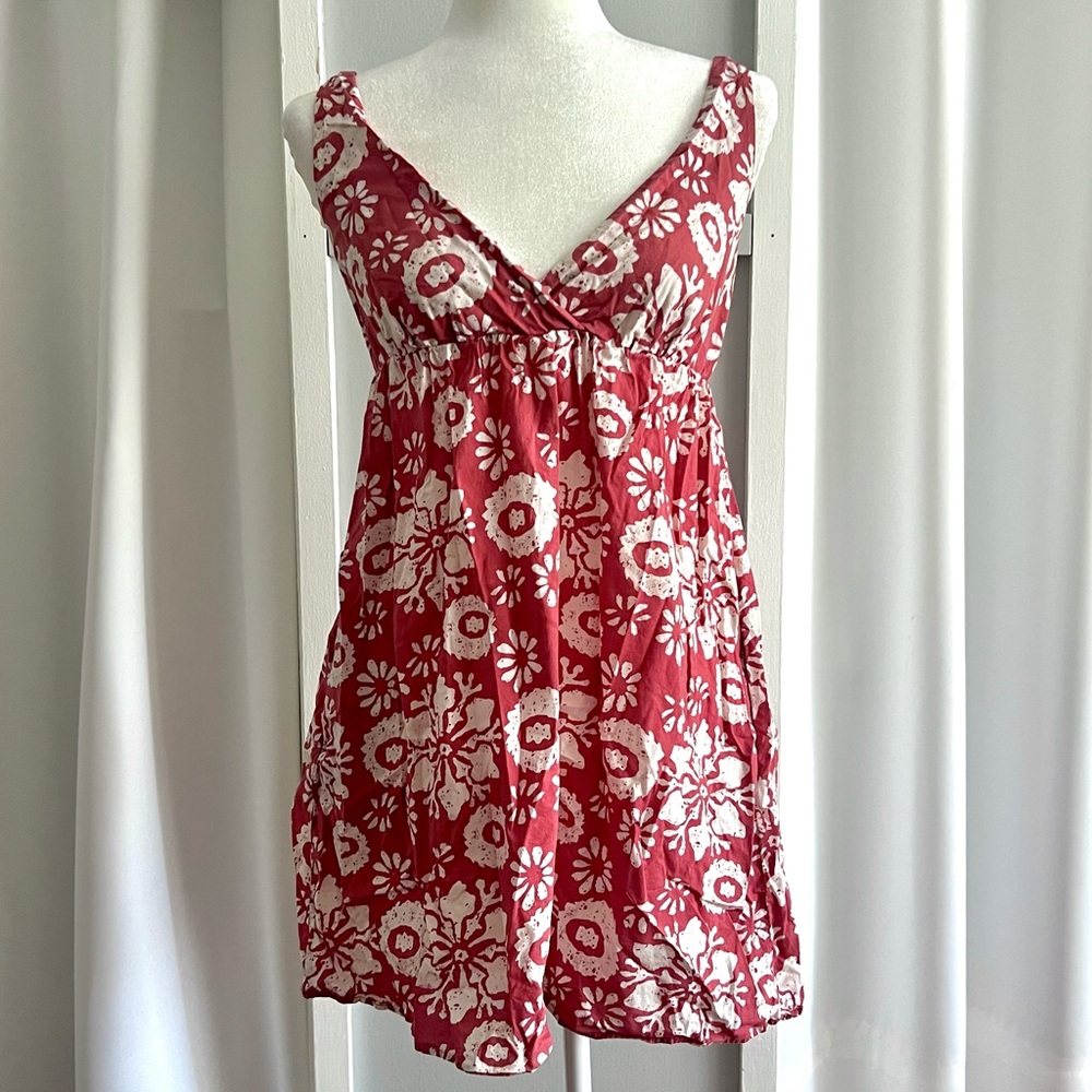 2007 Old Navy Pink White Floral Sleeveless Mini Summer Dress Womens sz S Pockets